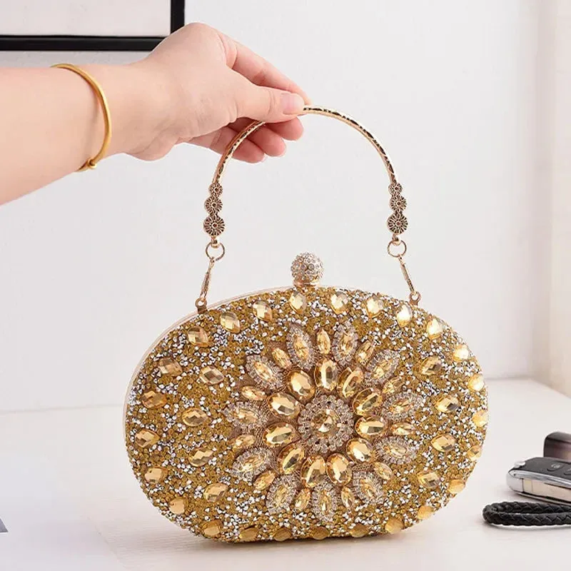 2023 Diamond Women Luxury Clutch Evening Bag Wedding Crystal Ladies Cell Phone Pocket Purse Female Wallet for Party Quality Gift