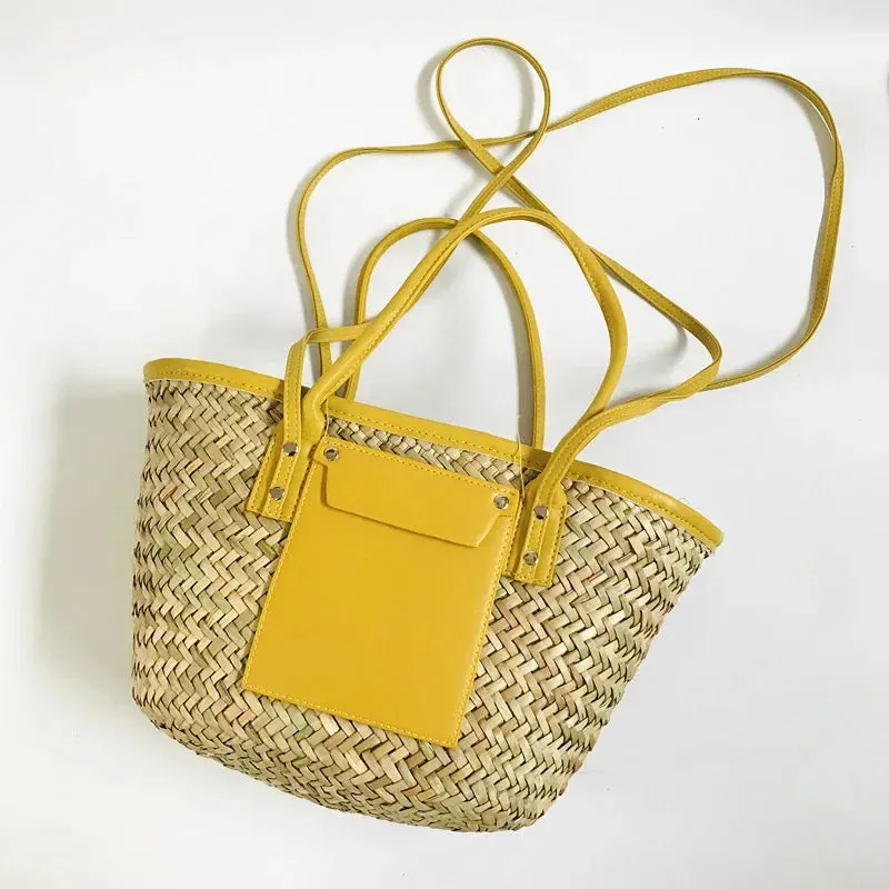 2024 NEW Straw Woven Women Summer Beach  New Versatile Shoulder  Fashion Rattan Handbag Tote Bag Large Capacity