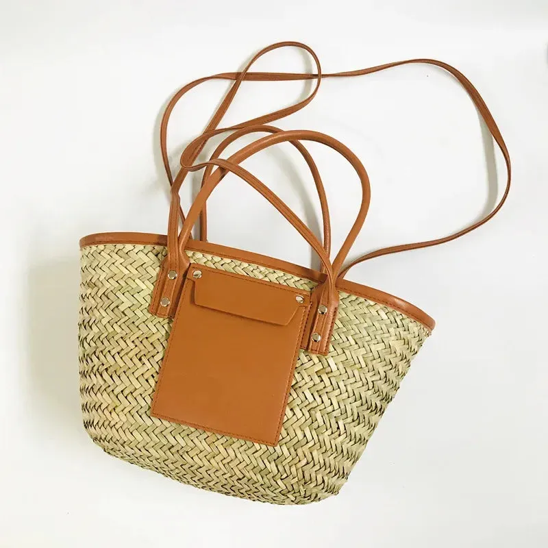 2024 NEW Straw Woven Women Summer Beach  New Versatile Shoulder  Fashion Rattan Handbag Tote Bag Large Capacity