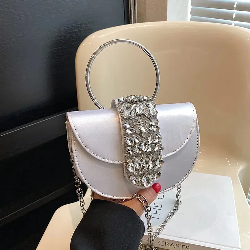 2024 New Women Luxury Evening Bags Shiny Rhinestone Clutch Money Purses Fashion Shoulder Bag Handbag Wedding Party Dinner Bag