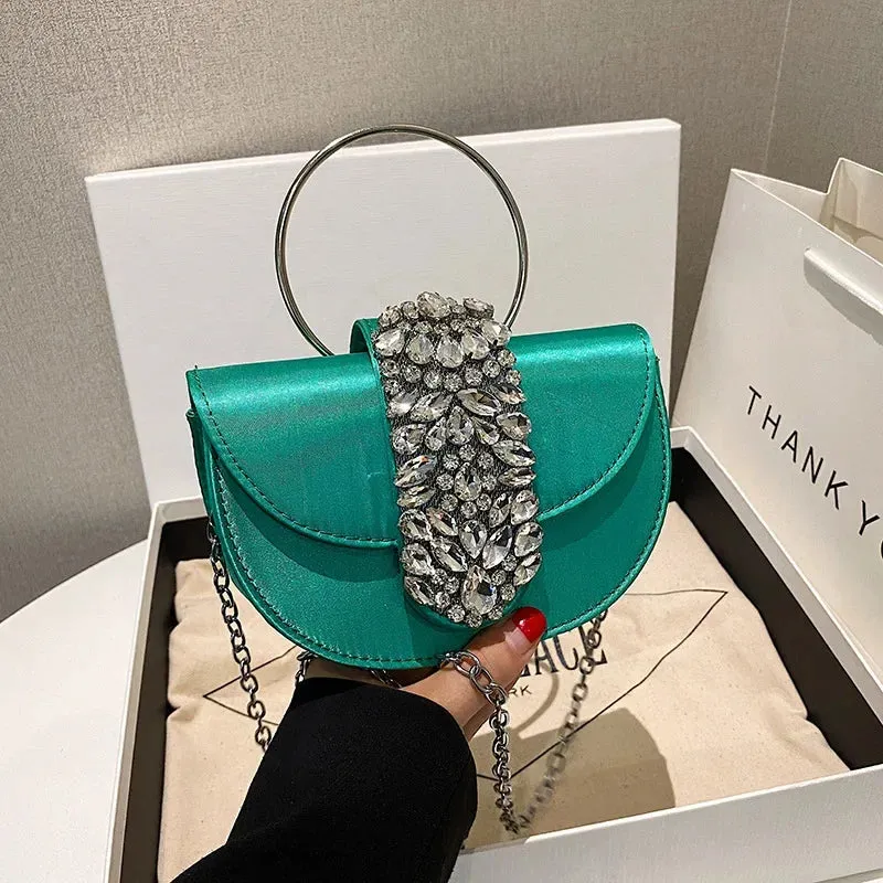 2024 New Women Luxury Evening Bags Shiny Rhinestone Clutch Money Purses Fashion Shoulder Bag Handbag Wedding Party Dinner Bag