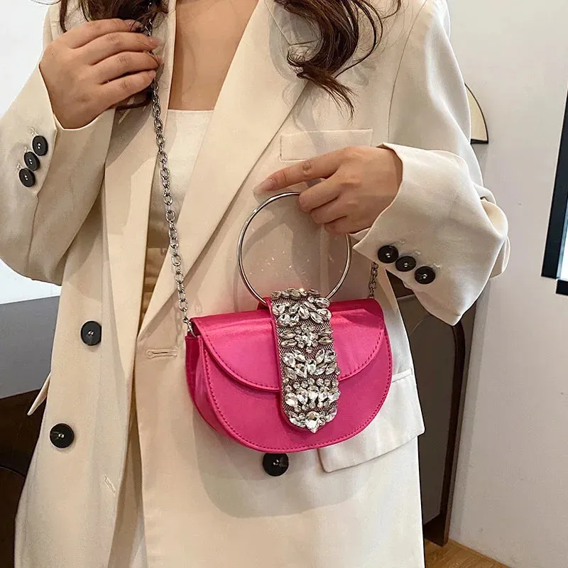 2024 New Women Luxury Evening Bags Shiny Rhinestone Clutch Money Purses Fashion Shoulder Bag Handbag Wedding Party Dinner Bag