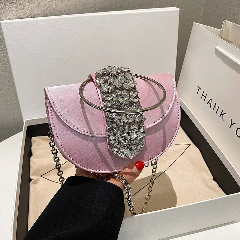 2024 New Women Luxury Evening Bags Shiny Rhinestone Clutch Money Purses Fashion Shoulder Bag Handbag Wedding Party Dinner Bag