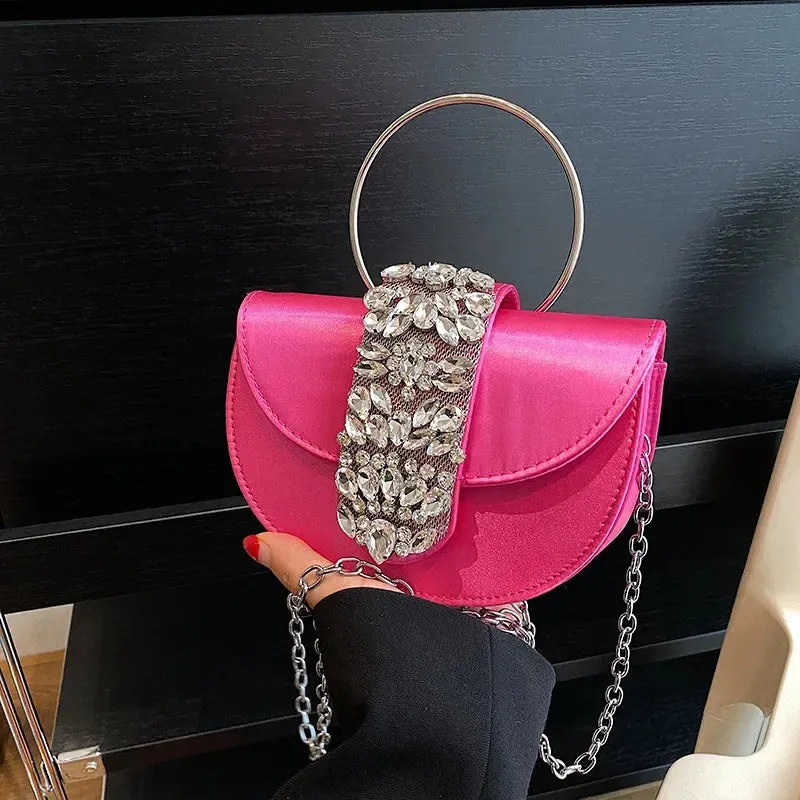 2024 New Women Luxury Evening Bags Shiny Rhinestone Clutch Money Purses Fashion Shoulder Bag Handbag Wedding Party Dinner Bag