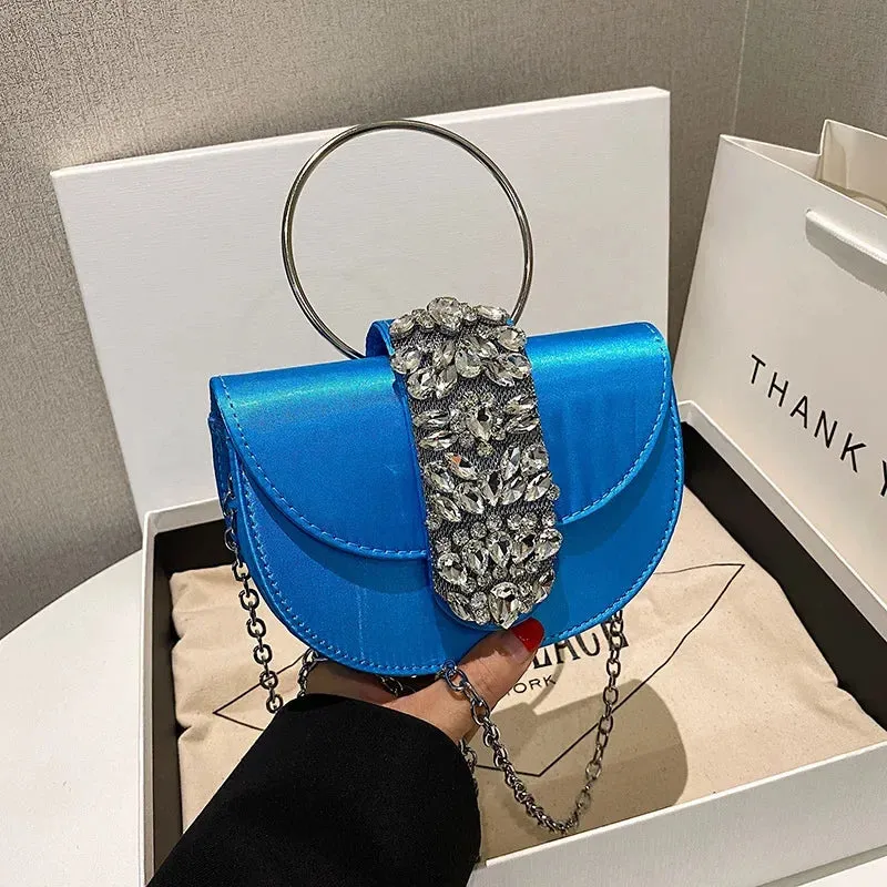 2024 New Women Luxury Evening Bags Shiny Rhinestone Clutch Money Purses Fashion Shoulder Bag Handbag Wedding Party Dinner Bag