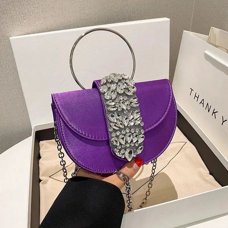 2024 New Women Luxury Evening Bags Shiny Rhinestone Clutch Money Purses Fashion Shoulder Bag Handbag Wedding Party Dinner Bag