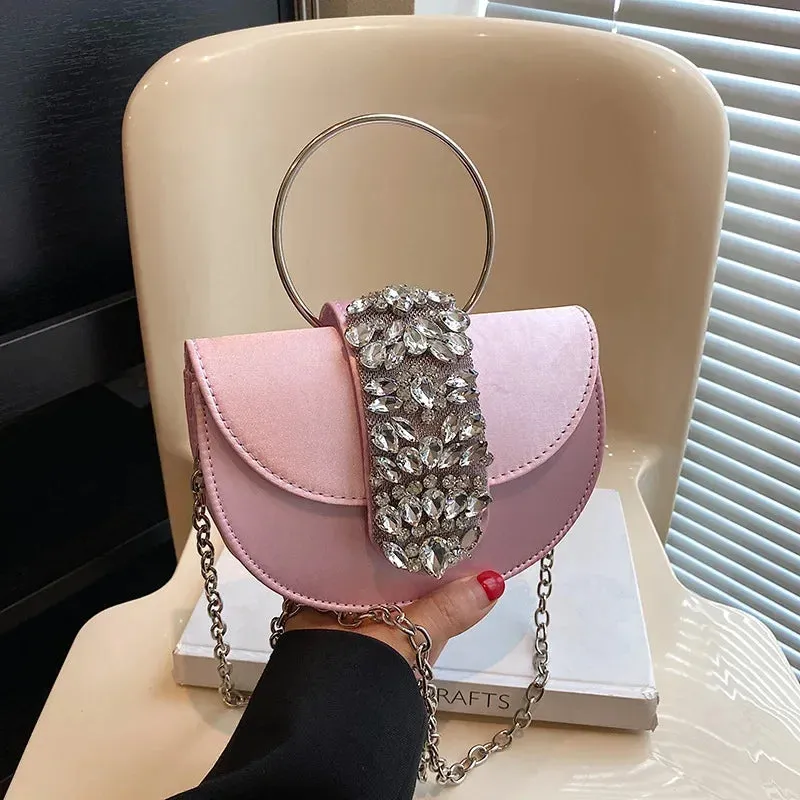 2024 New Women Luxury Evening Bags Shiny Rhinestone Clutch Money Purses Fashion Shoulder Bag Handbag Wedding Party Dinner Bag