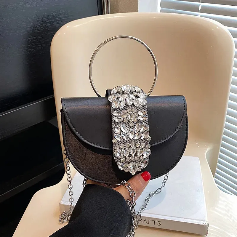 2024 New Women Luxury Evening Bags Shiny Rhinestone Clutch Money Purses Fashion Shoulder Bag Handbag Wedding Party Dinner Bag