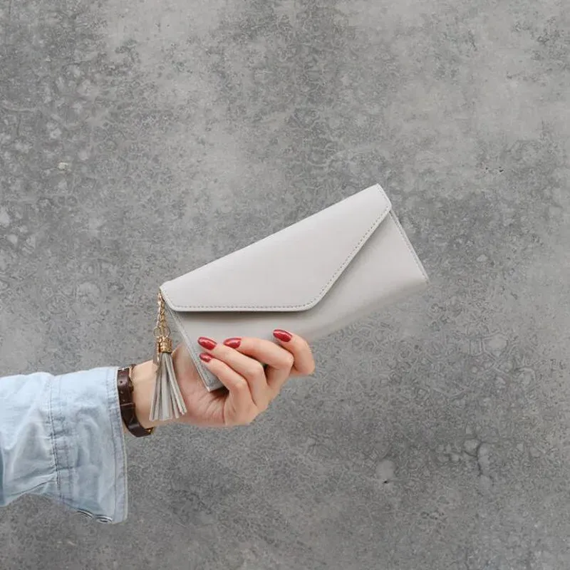 2025 Fashion Women Wallets Zipper Purses Black Light Gray Red Long Section Clutch Wallet Soft PU Leather Money Bag