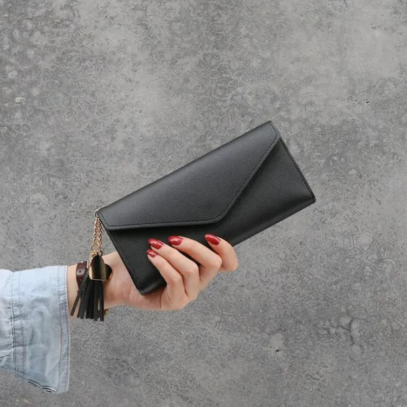 2025 Fashion Women Wallets Zipper Purses Black Light Gray Red Long Section Clutch Wallet Soft PU Leather Money Bag
