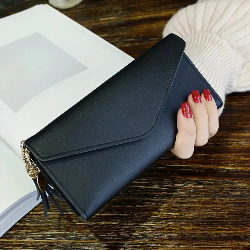2025 Fashion Women Wallets Zipper Purses Black Light Gray Red Long Section Clutch Wallet Soft PU Leather Money Bag