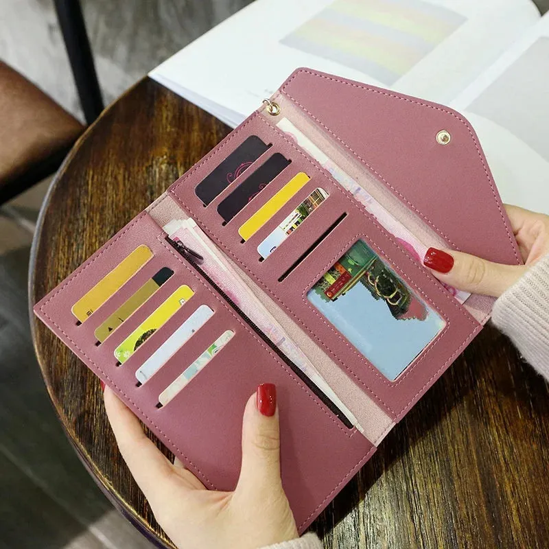 2025 Fashion Women Wallets Zipper Purses Black Light Gray Red Long Section Clutch Wallet Soft PU Leather Money Bag