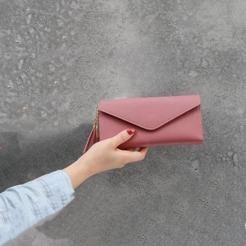 2025 Fashion Women Wallets Zipper Purses Black Light Gray Red Long Section Clutch Wallet Soft PU Leather Money Bag
