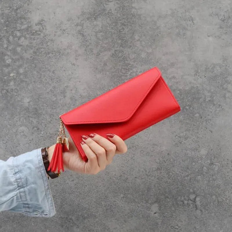 2025 Fashion Women Wallets Zipper Purses Black Light Gray Red Long Section Clutch Wallet Soft PU Leather Money Bag
