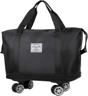 2025 New Large Capacity Travel Bag -Universal Wheel Removable, Waterproof Foldable Dry-Wet Separation for Gym (Black)