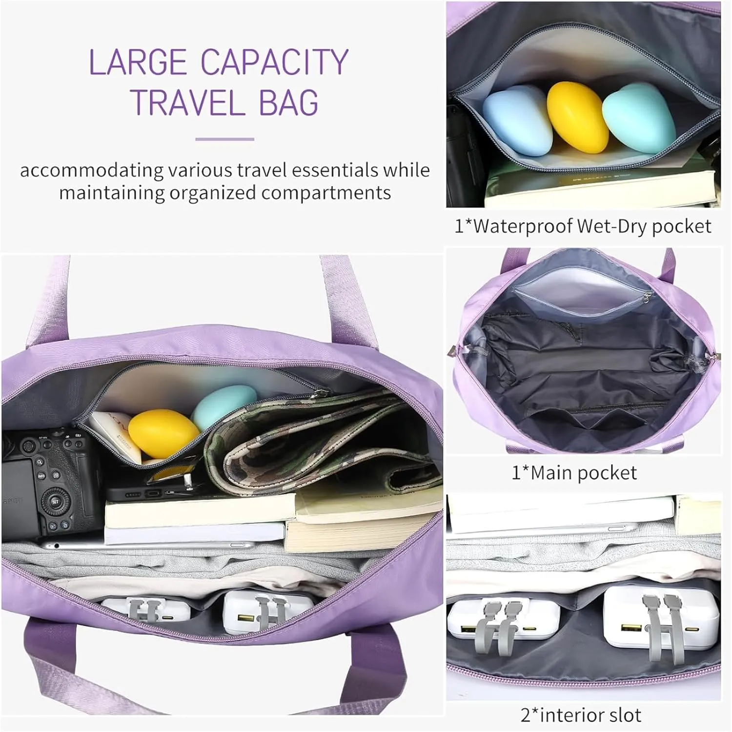 2025 New Large Capacity Travel Bag -Universal Wheel Removable, Waterproof Foldable Dry-Wet Separation for Gym (Black)