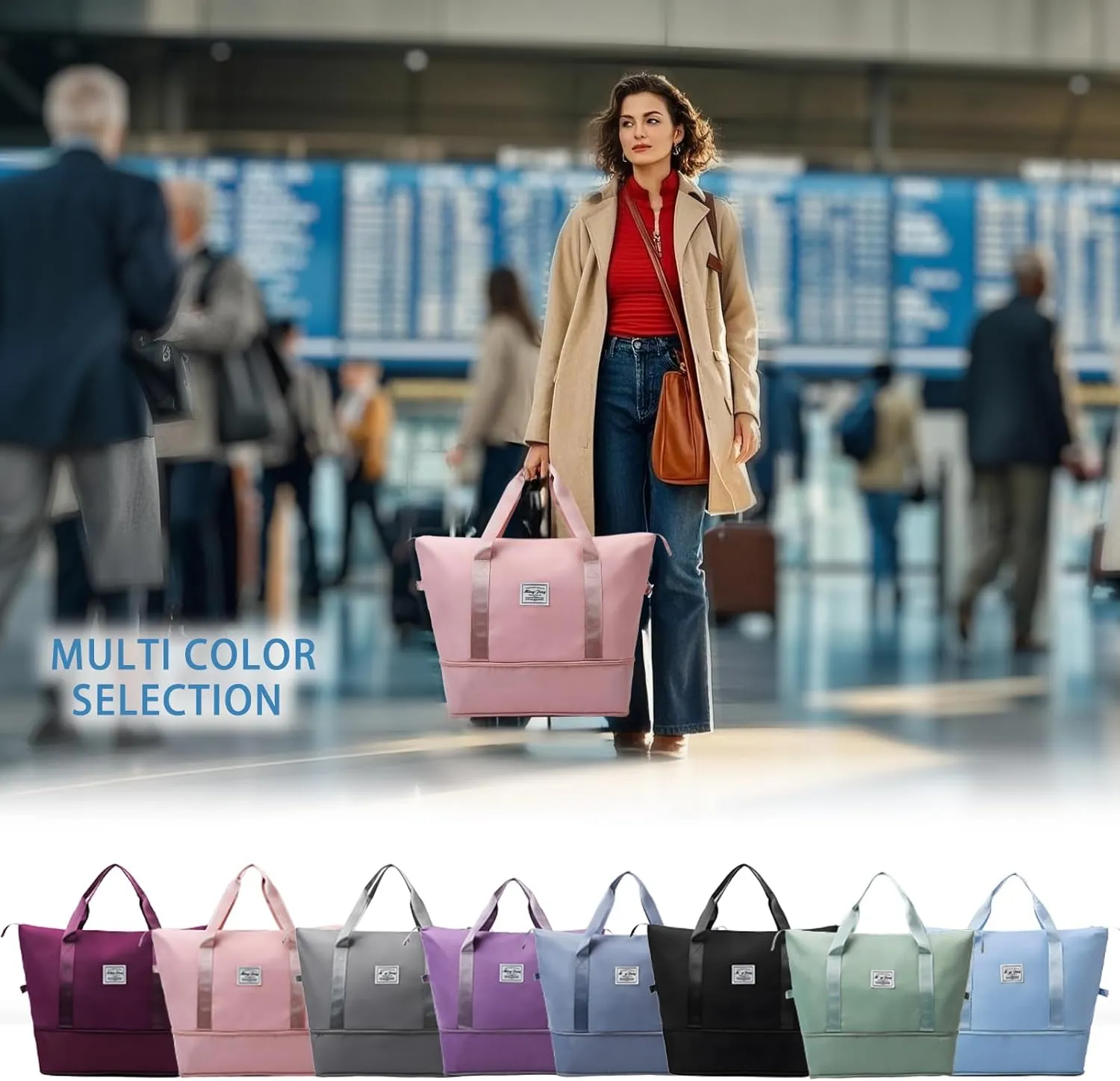 2025 New Large Capacity Travel Bag - Universal Wheel Removable,Rolling Duffle Bag with Wheels，Foldable Travel Bag, Dark Blue, Non-wheeled