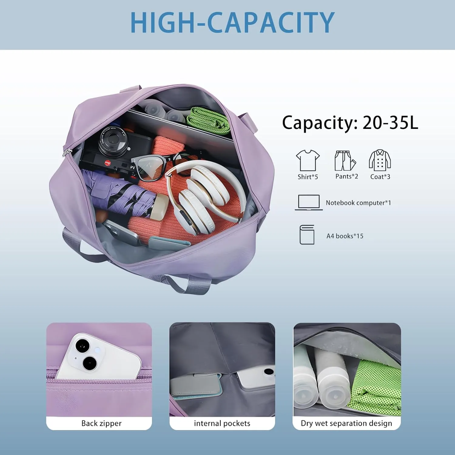 2025 New Large Capacity Travel Bag - Universal Wheel Removable,Rolling Duffle Bag with Wheels，Foldable Travel Bag, Green, Non-wheeled