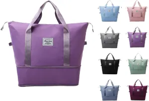 2025 New Large Capacity Travel Bag - Universal Wheel Removable,Rolling Duffle Bag with Wheels，Foldable Travel Bag, Light Purple, Non-wheeled