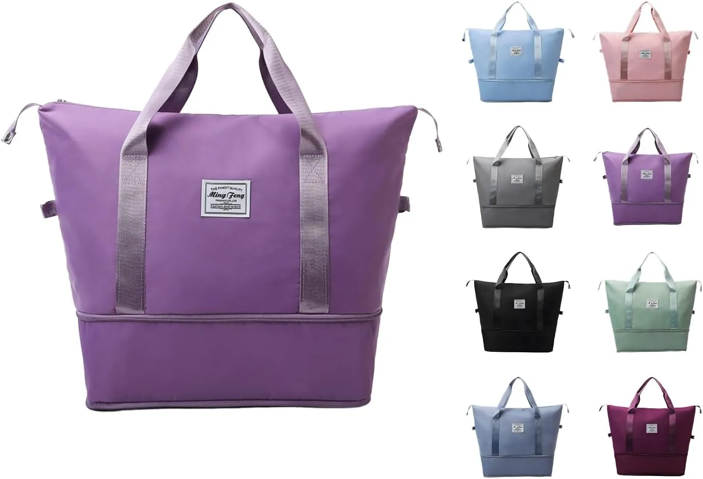 2025 New Large Capacity Travel Bag - Universal Wheel Removable,Rolling Duffle Bag with Wheels，Foldable Travel Bag, Light Purple, Non-wheeled