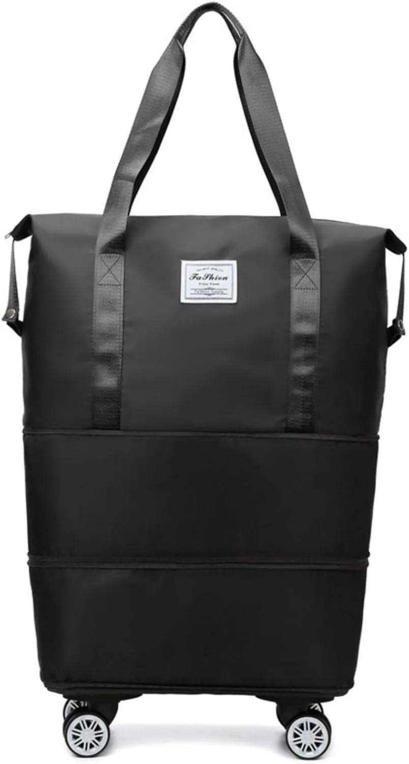 2025 New Large Capacity Travel Bag ，with Removable Wheels - Ultimate Lightweight Expandable Foldable Wheeled Carry-On Luggage for Travel Accessories (black)