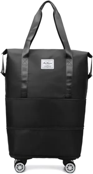 2025 New Large Capacity Travel Bag ，with Removable Wheels - Ultimate Lightweight Expandable Foldable Wheeled Carry-On Luggage for Travel Accessories (black)