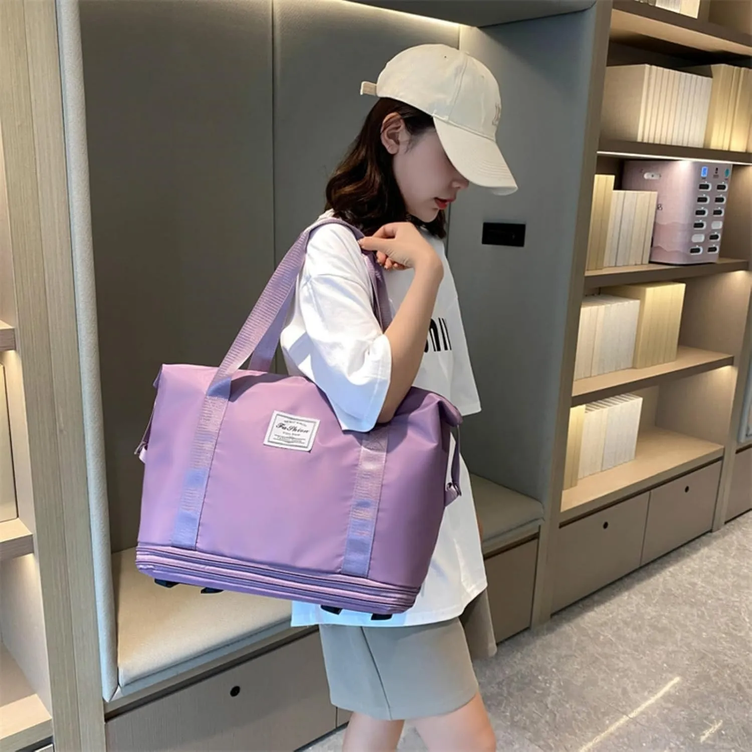 2025 New Large Capacity Travel Bag ，with Removable Wheels - Ultimate Lightweight Expandable Foldable Wheeled Carry-On Luggage for Travel Accessories (dark purple)