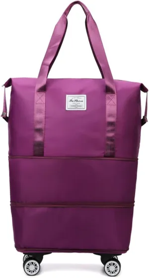 2025 New Large Capacity Travel Bag ，with Removable Wheels - Ultimate Lightweight Expandable Foldable Wheeled Carry-On Luggage for Travel Accessories (dark purple)