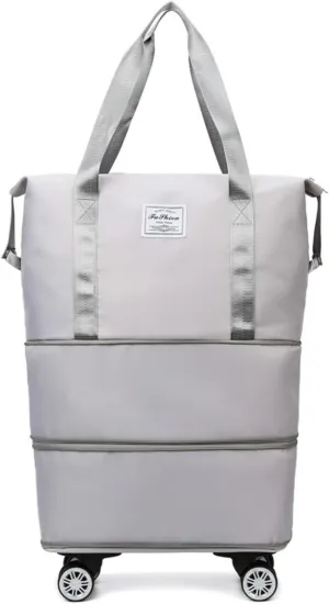 2025 New Large Capacity Travel Bag ，with Removable Wheels - Ultimate Lightweight Expandable Foldable Wheeled Carry-On Luggage for Travel Accessories (Gray)