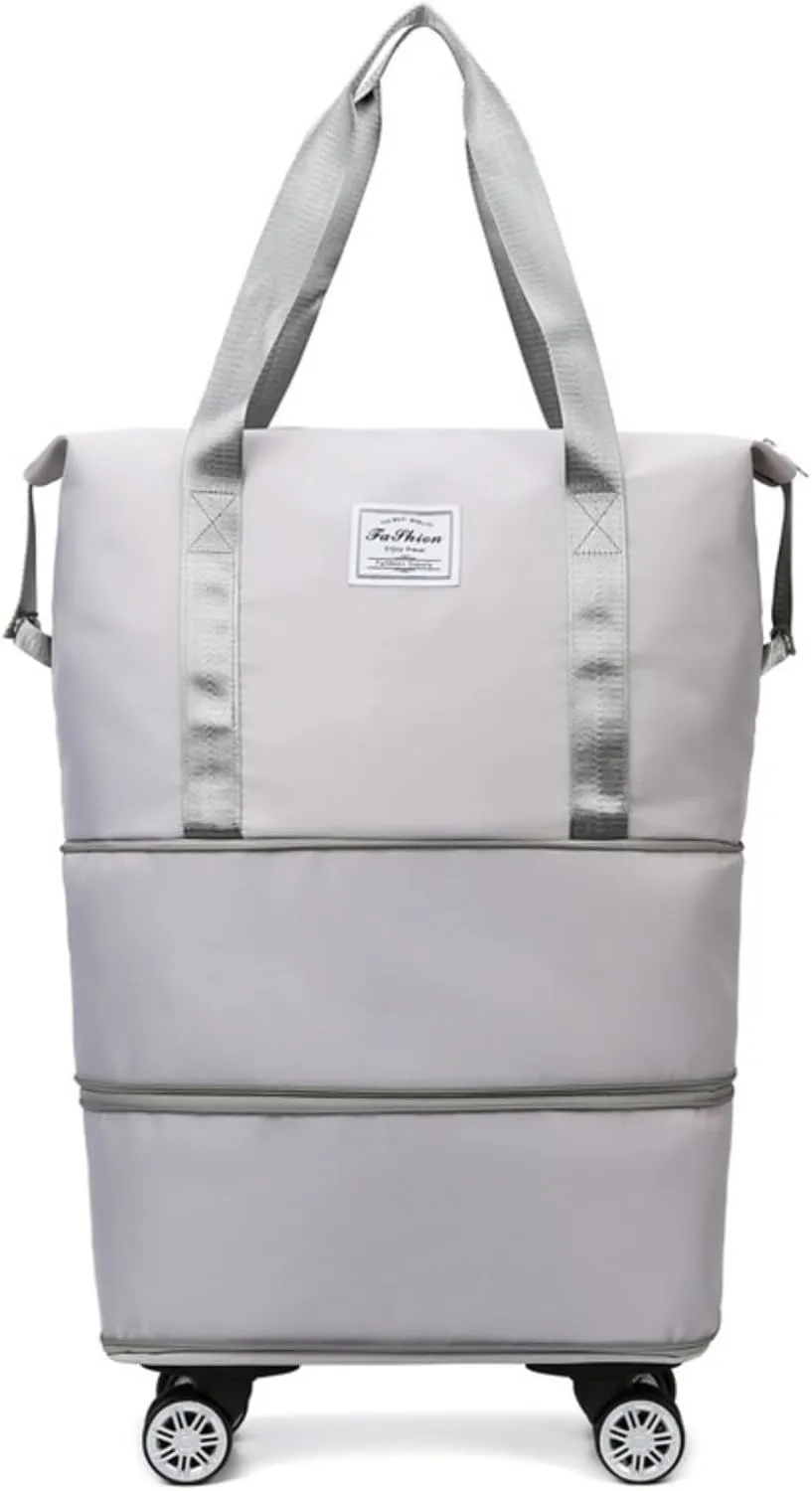 2025 New Large Capacity Travel Bag ，with Removable Wheels - Ultimate Lightweight Expandable Foldable Wheeled Carry-On Luggage for Travel Accessories (Gray)