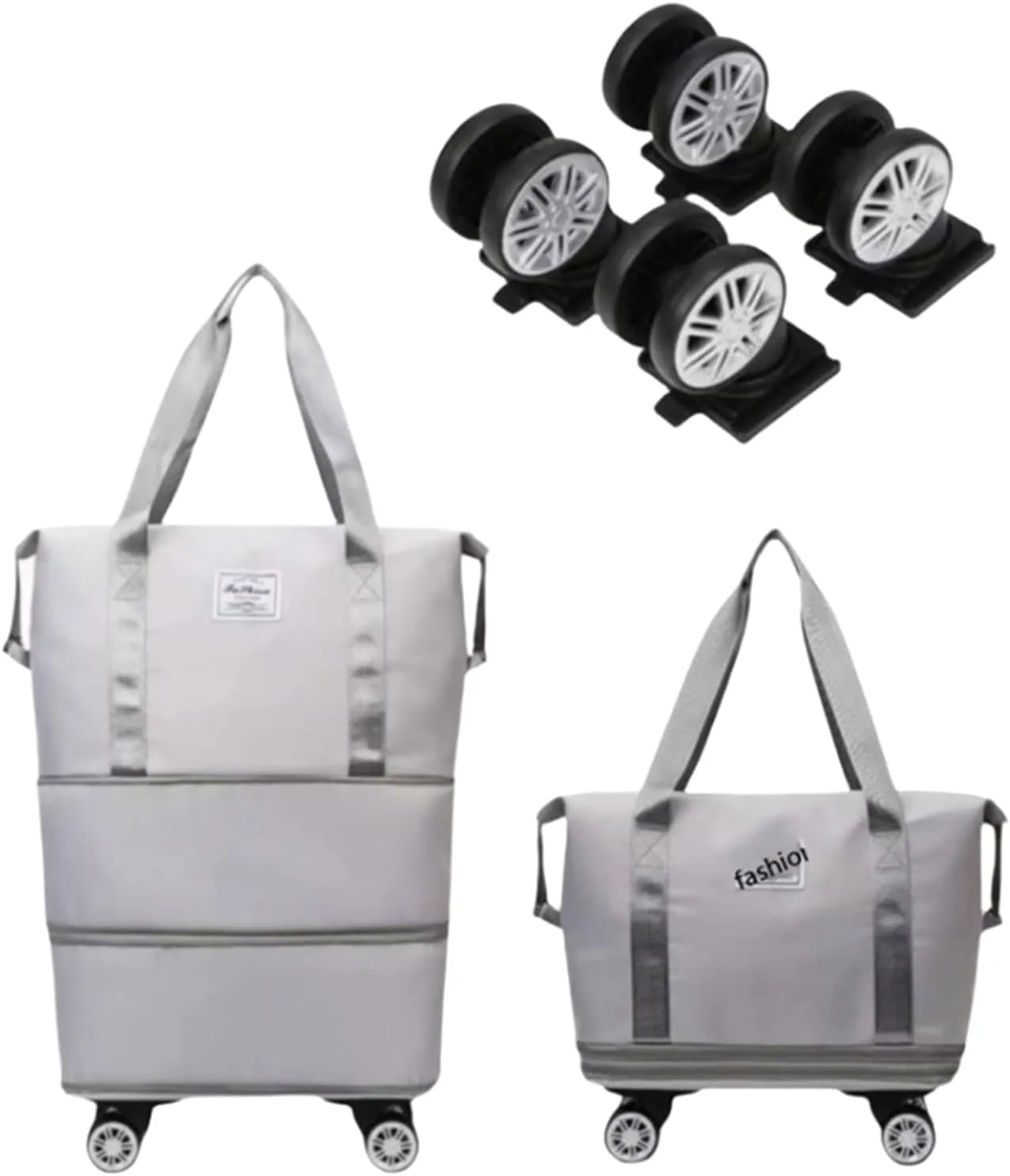 2025 New Large Capacity Travel Bag ，with Removable Wheels - Ultimate Lightweight Expandable Foldable Wheeled Carry-On Luggage for Travel Accessories (Gray)