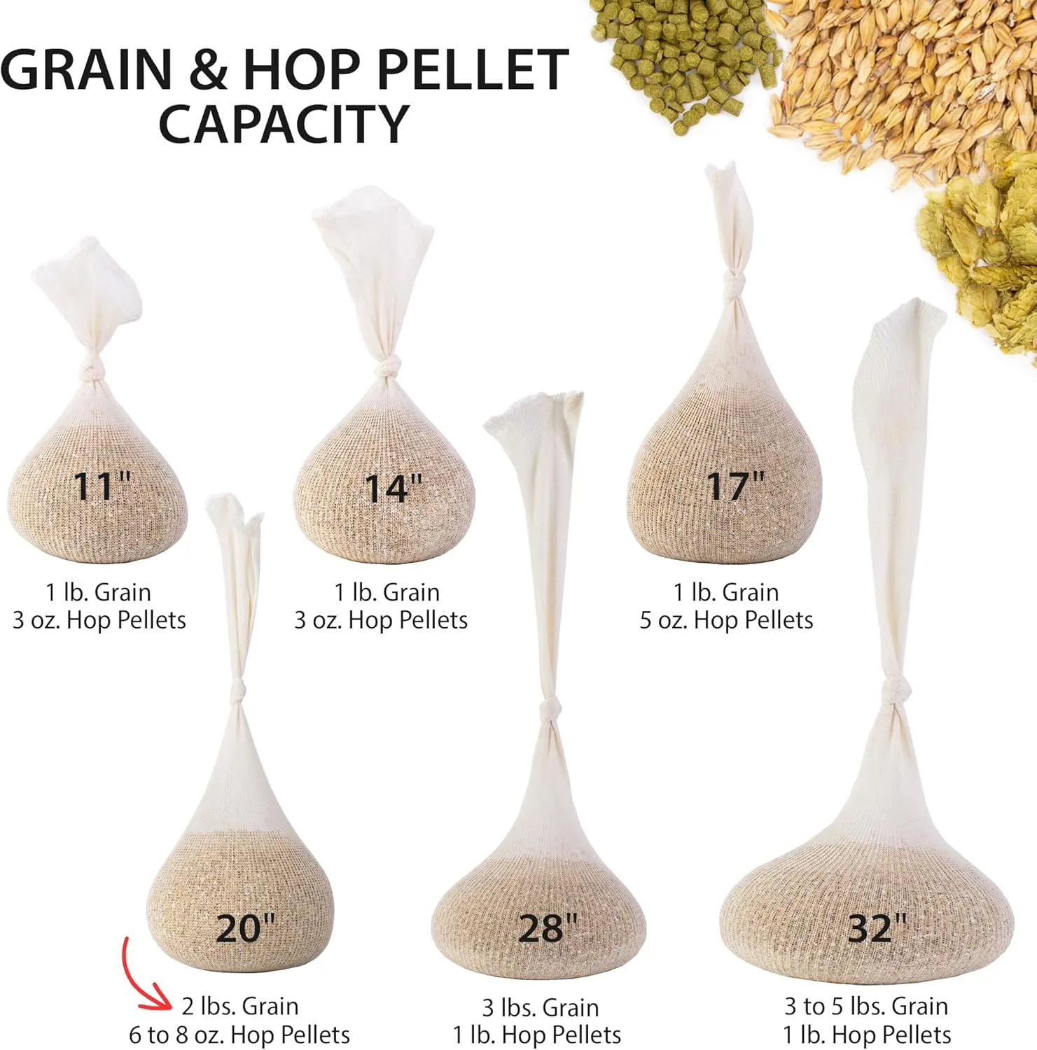 20" (50 Pack) Hops, Grain & Spice Beer Brewing Bags Cotton Mesh Steeping Bags for Beer Wine, Cider, Tea, Soups & Nut Milk, Hops & Grain Socks for Dry Hopping for Micro Brewing or Homebrewing