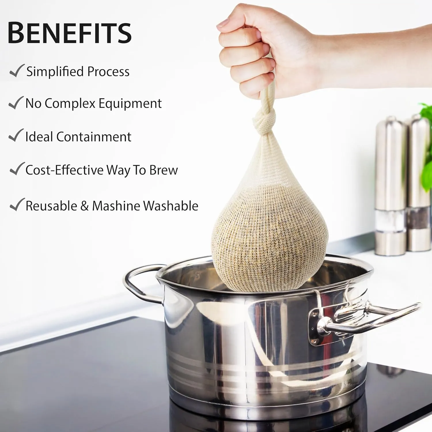 20" (50 Pack) Hops, Grain & Spice Beer Brewing Bags Cotton Mesh Steeping Bags for Beer Wine, Cider, Tea, Soups & Nut Milk, Hops & Grain Socks for Dry Hopping for Micro Brewing or Homebrewing