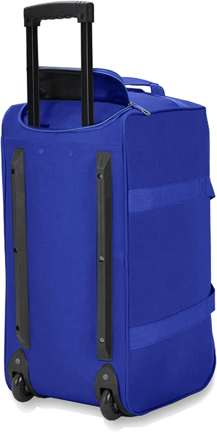 22"/30"/36" Rolling Duffel Bag Travel Wheeled Luggage Suitcase (Blue, 22-inch)