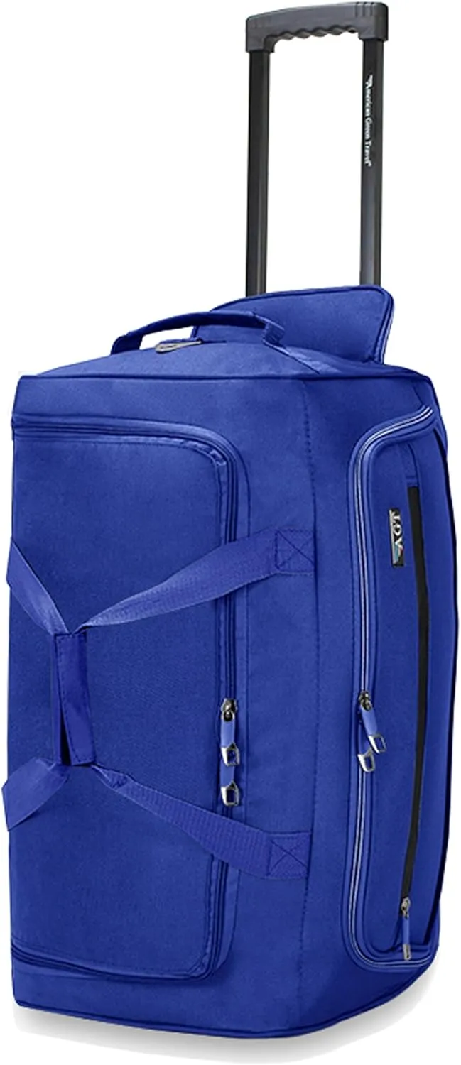 22"/30"/36" Rolling Duffel Bag Travel Wheeled Luggage Suitcase (Blue, 22-inch)