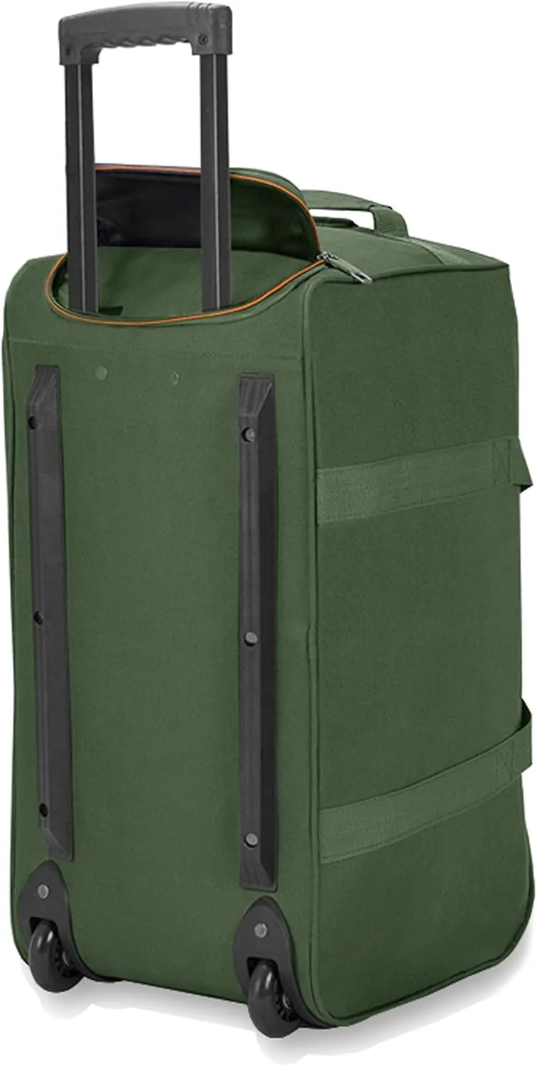 22"/30"/36" Rolling Duffel Bag Travel Wheeled Luggage Suitcase (Olive, 22-inch)