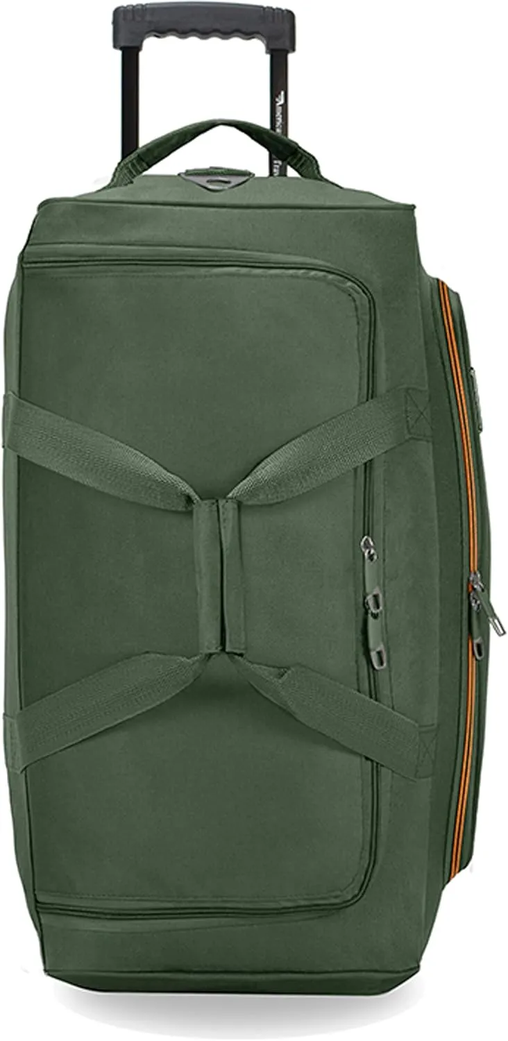 22"/30"/36" Rolling Duffel Bag Travel Wheeled Luggage Suitcase (Olive, 22-inch)