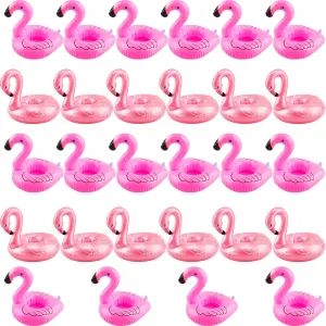 28 Pack Inflatable Flamingo Drink Holder Pink Rose Gold Flamingo Cup Holder Blow Up Flamingo Drink Float for Summer Beach Pool Water Party Bath Toy