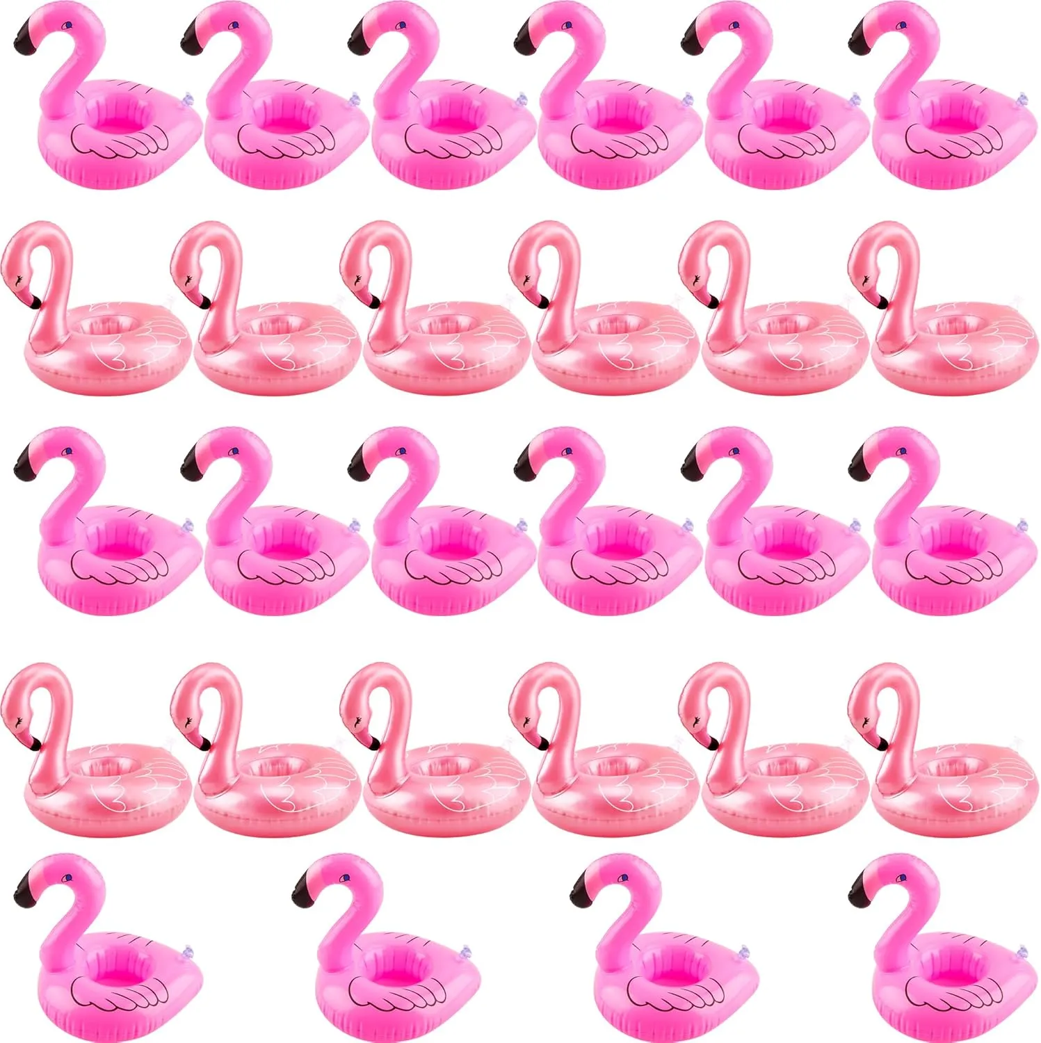 28 Pack Inflatable Flamingo Drink Holder Pink Rose Gold Flamingo Cup Holder Blow Up Flamingo Drink Float for Summer Beach Pool Water Party Bath Toy
