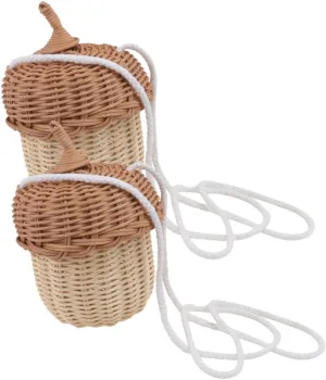 2Pcs Handwoven Rattan Pine Tote Bags for Cute Mini Bags Stylish Outdoor Photo Props Lightweight and Versatile Satchel Purse