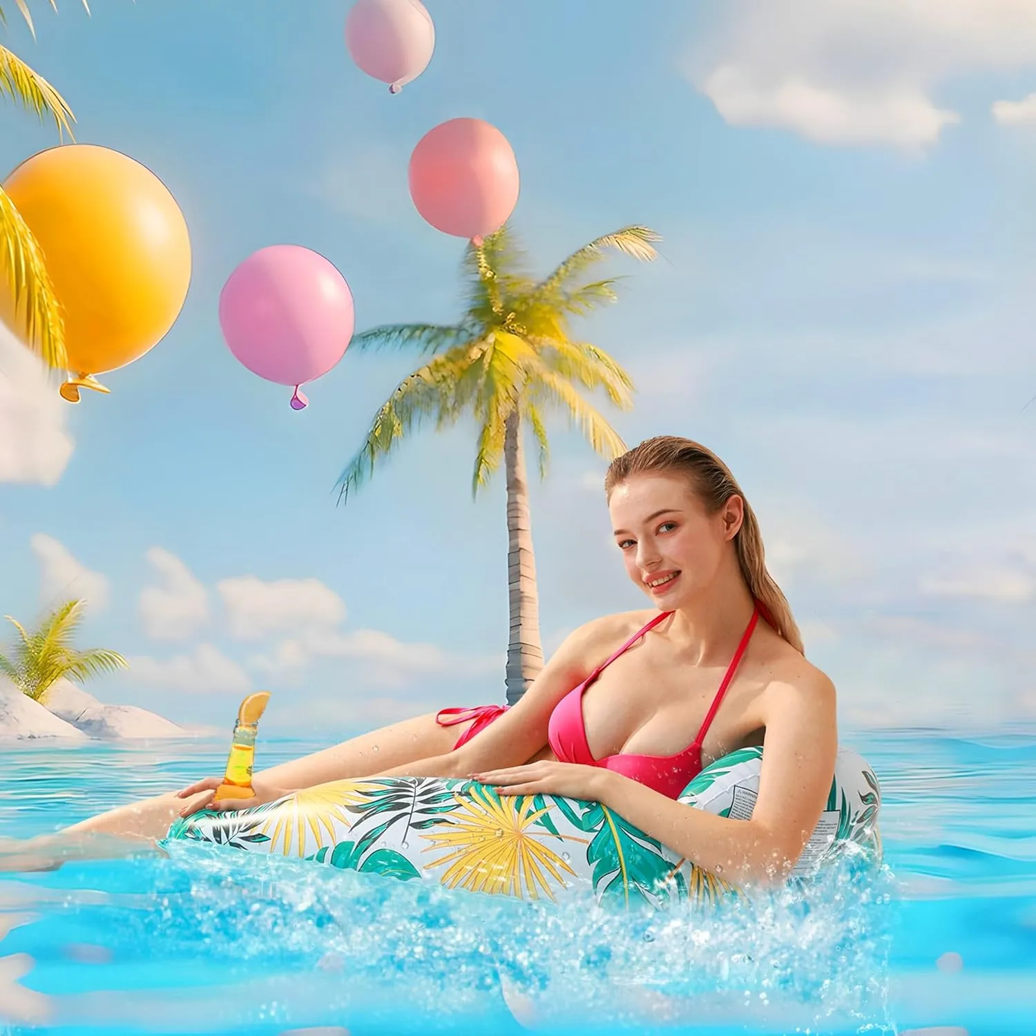 3 Pack Inflatable Pool Floats for Adults Pool Chairs with Two Cup Holders Comfortable Blow up Floating Lake Water Fun Swimming Party