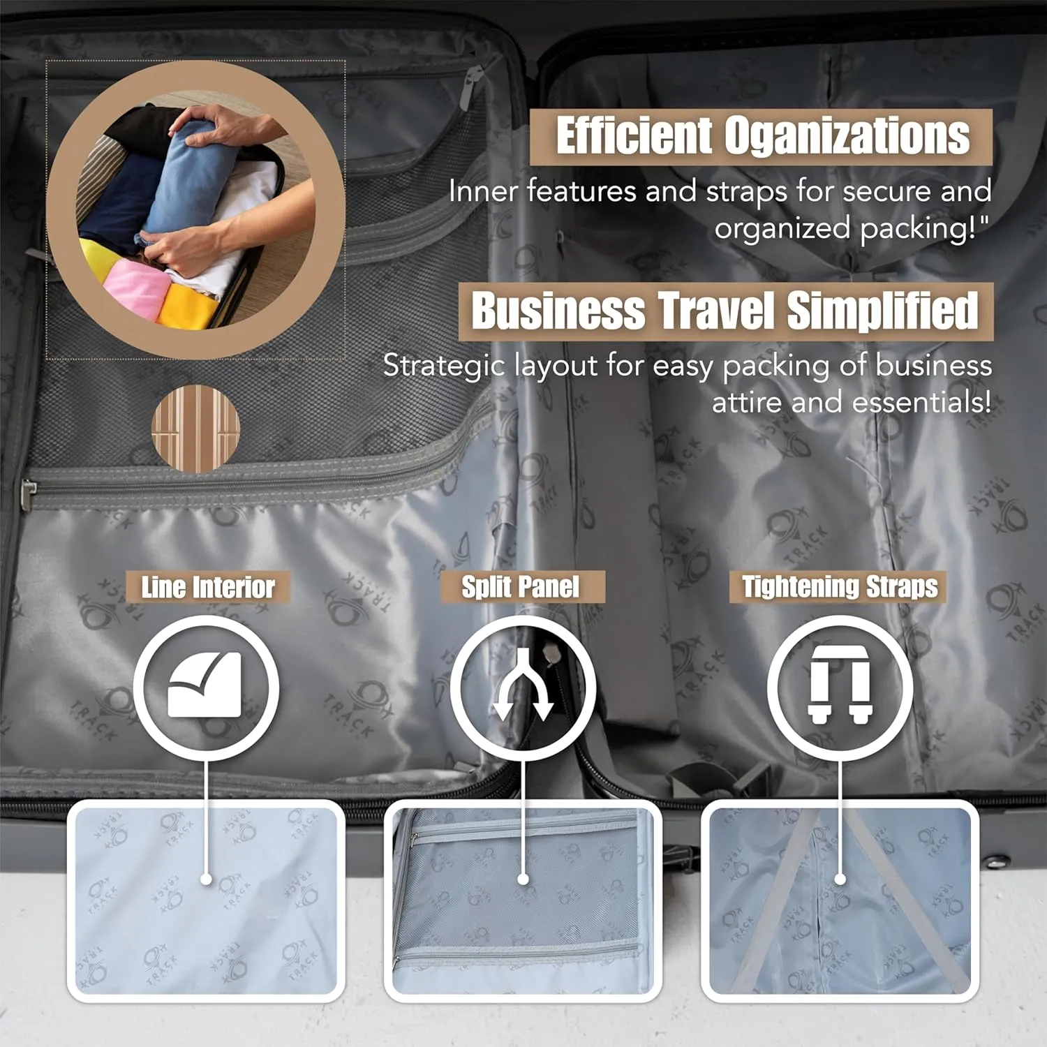 3 Piece Luggage Set ABS PC Expandable Hardshell TSA Lock Aluminum Trolley Spinner Wheels (Champagne, 6 Piece Set)