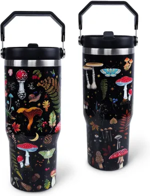 30 oz Stainless Steel Mushroom Travel Mug with Handle, Leak Proof, Birthday Gift for Women