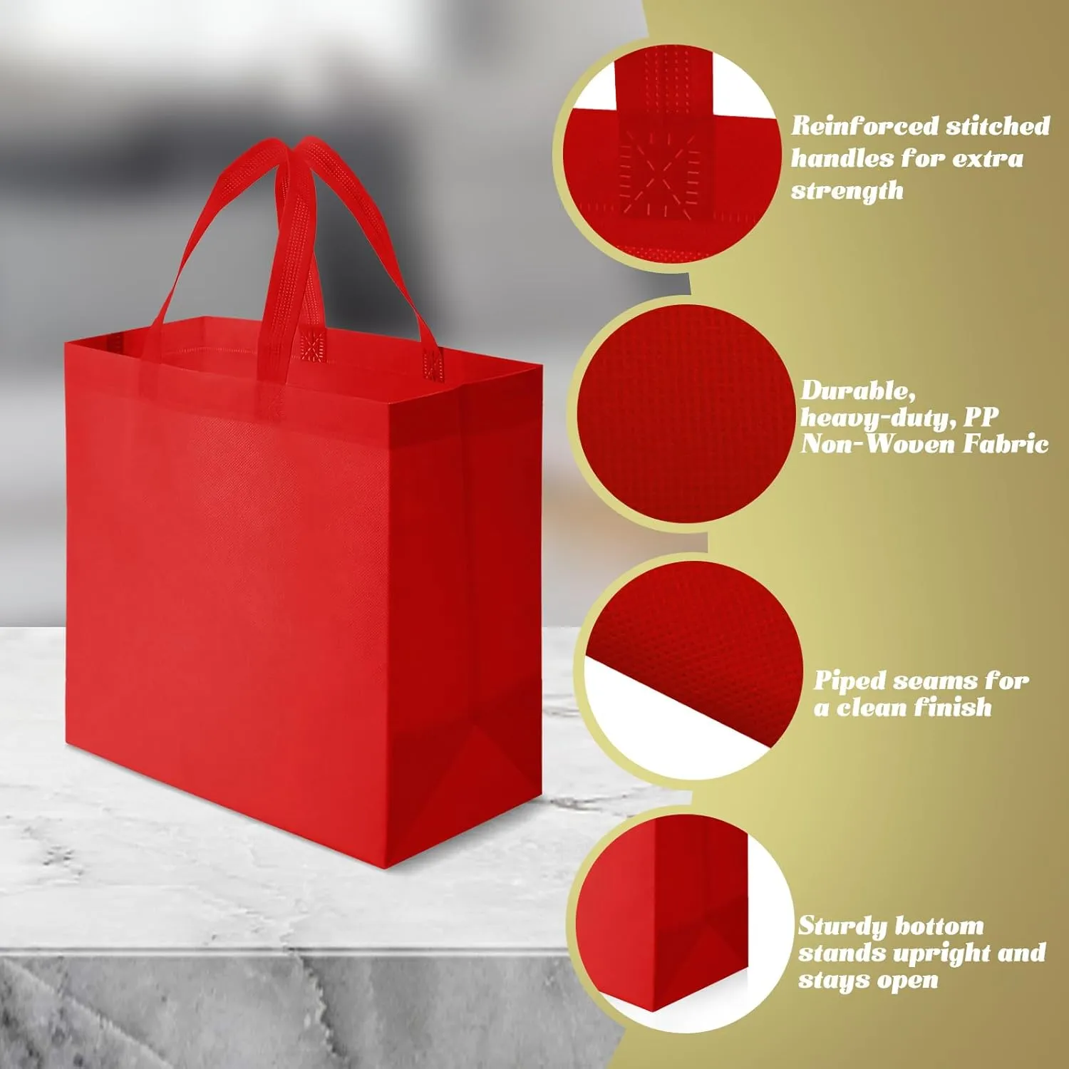 30 Pcs Reusable Tote Bag Bulk Non Woven Grocery Bag with Handle Blank Foldable Shopping for Groceries Shop Retail
