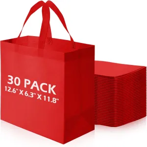 30 Pcs Reusable Tote Bag Bulk Non Woven Grocery Bag with Handle Blank Foldable Shopping for Groceries Shop Retail