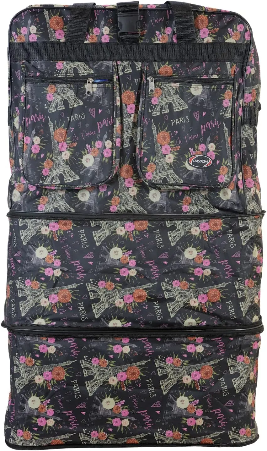 30''36''40''Rolling Wheeled Duffel Bag Suitcases with Wheels Expandable Foldable Luggage Bag Rolling Travel Bag Duffel Bag for Men Women#Floral_Paris,36