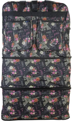 30''36''40''Rolling Wheeled Duffel Bag Suitcases with Wheels Expandable Foldable Luggage Bag Rolling Travel Bag Duffel Bag for Men Women#Floral_Paris,36