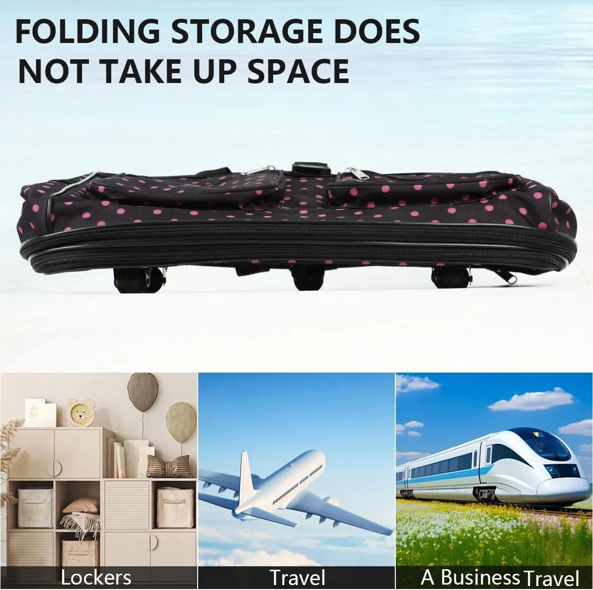30''36''40''Rolling Wheeled Duffel Bag Suitcases with Wheels Expandable Foldable Luggage Bag Rolling Travel Bag Duffel Bag for Men Women#Pink_Dot,36