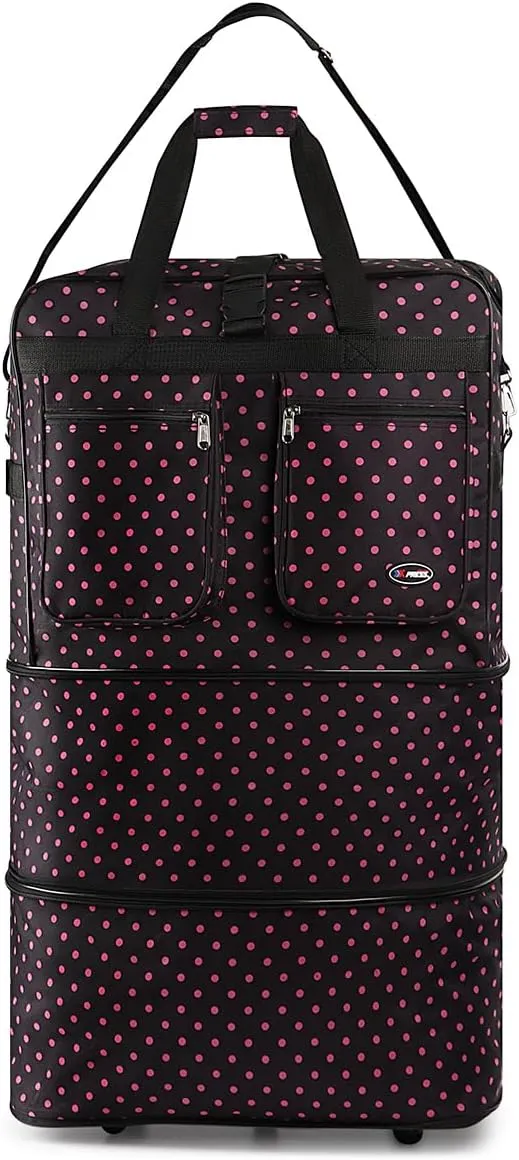 30''36''40''Rolling Wheeled Duffel Bag Suitcases with Wheels Expandable Foldable Luggage Bag Rolling Travel Bag Duffel Bag for Men Women#Pink_Dot,36