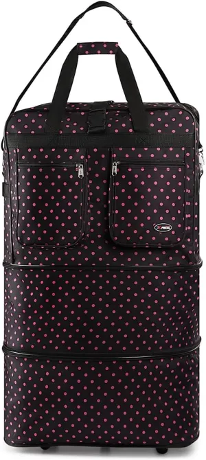 30''36''40''Rolling Wheeled Duffel Bag Suitcases with Wheels Expandable Foldable Luggage Bag Rolling Travel Bag Duffel Bag for Men Women#Pink_Dot,36